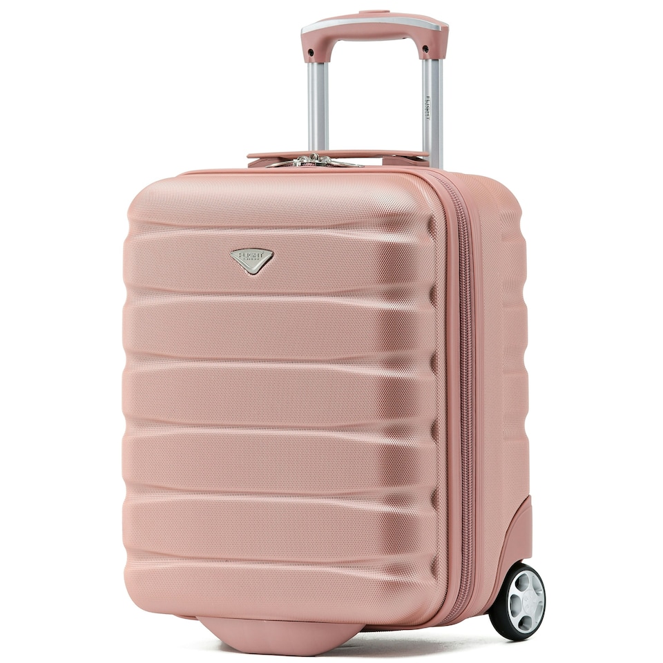 image 1 of Flight Knight 55x40x20 Ryanair Priority Cabin Suitcase, Also for EasyJet, Jet2, Lightweight,ABS Hard Shell, Durable 4-Wheel Cabin Case Pink | Rose | Cabin Bag