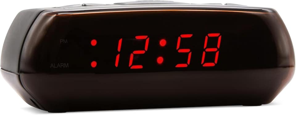 image 1 of Acctim Miramar Digital Alarm Clock USB Mains Powered with Battery Backup Red LED Bedside Alarm Clock