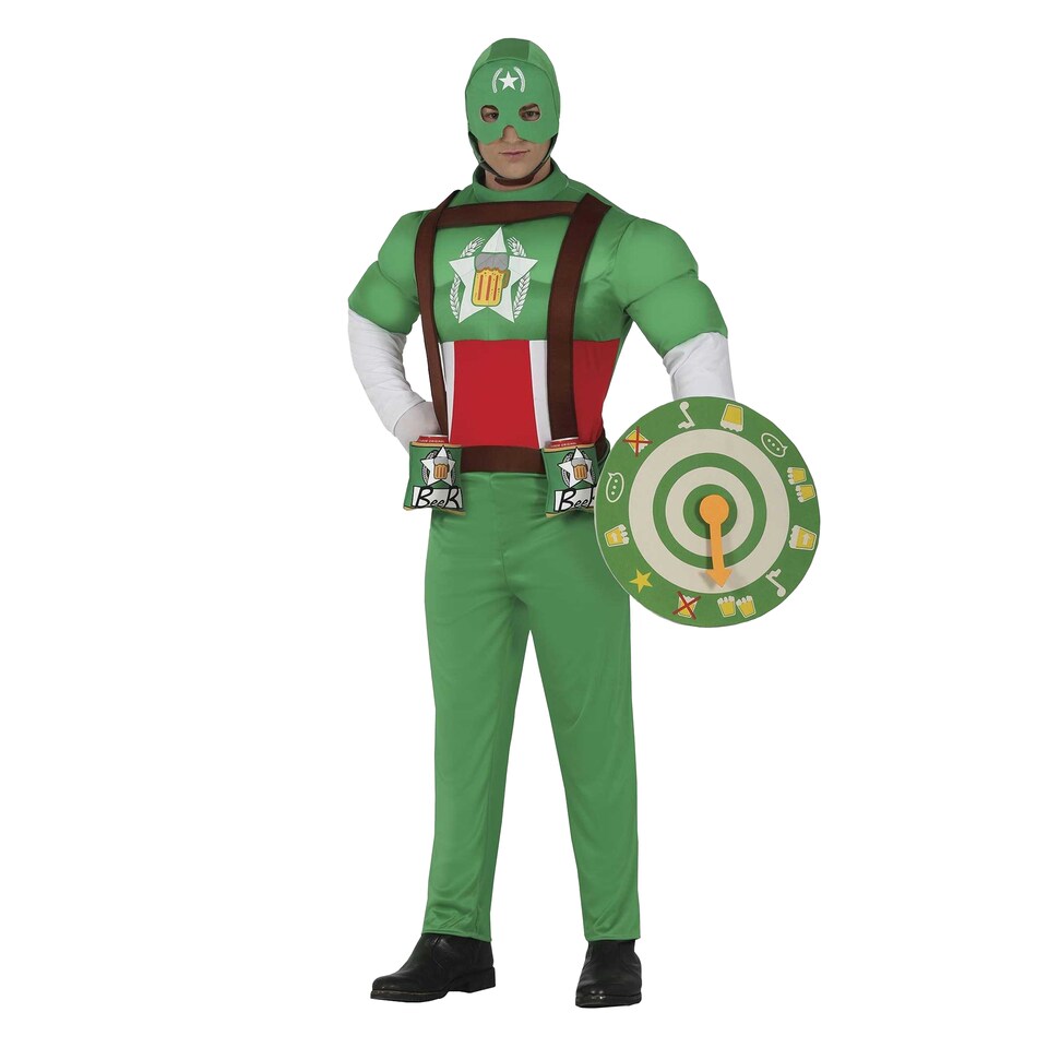 image 1 of Fiestas Guirca Mens Beer Captain Costume | Green | Green/Red | L | 1