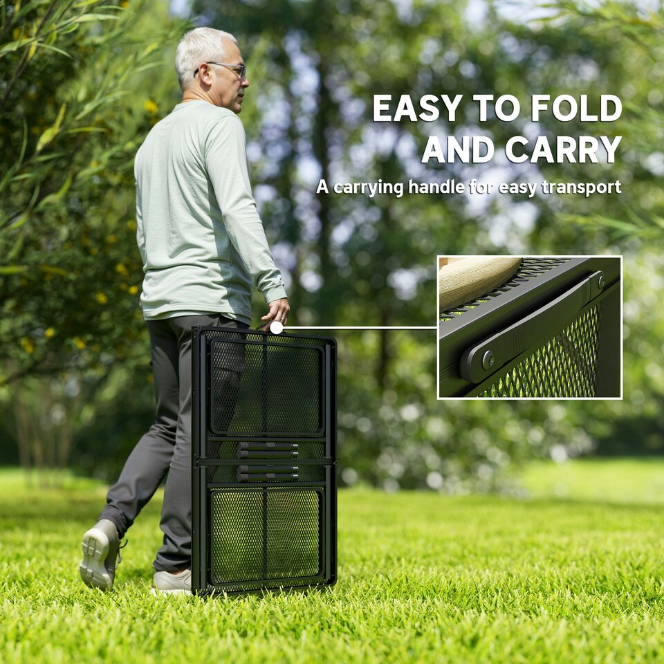image 1 of Outsunny 4.5ft Portable Folding Table, Height Adjustable Metal Picnic Table 
