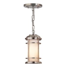 Lighthouse 1 Light Small Outdoor Ceiling Chain Lantern Brushed Steel IP44, E27