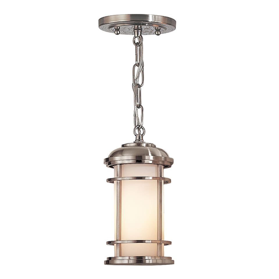 Lighthouse 1 Light Small Outdoor Ceiling Chain Lantern Brushed Steel IP44, E27