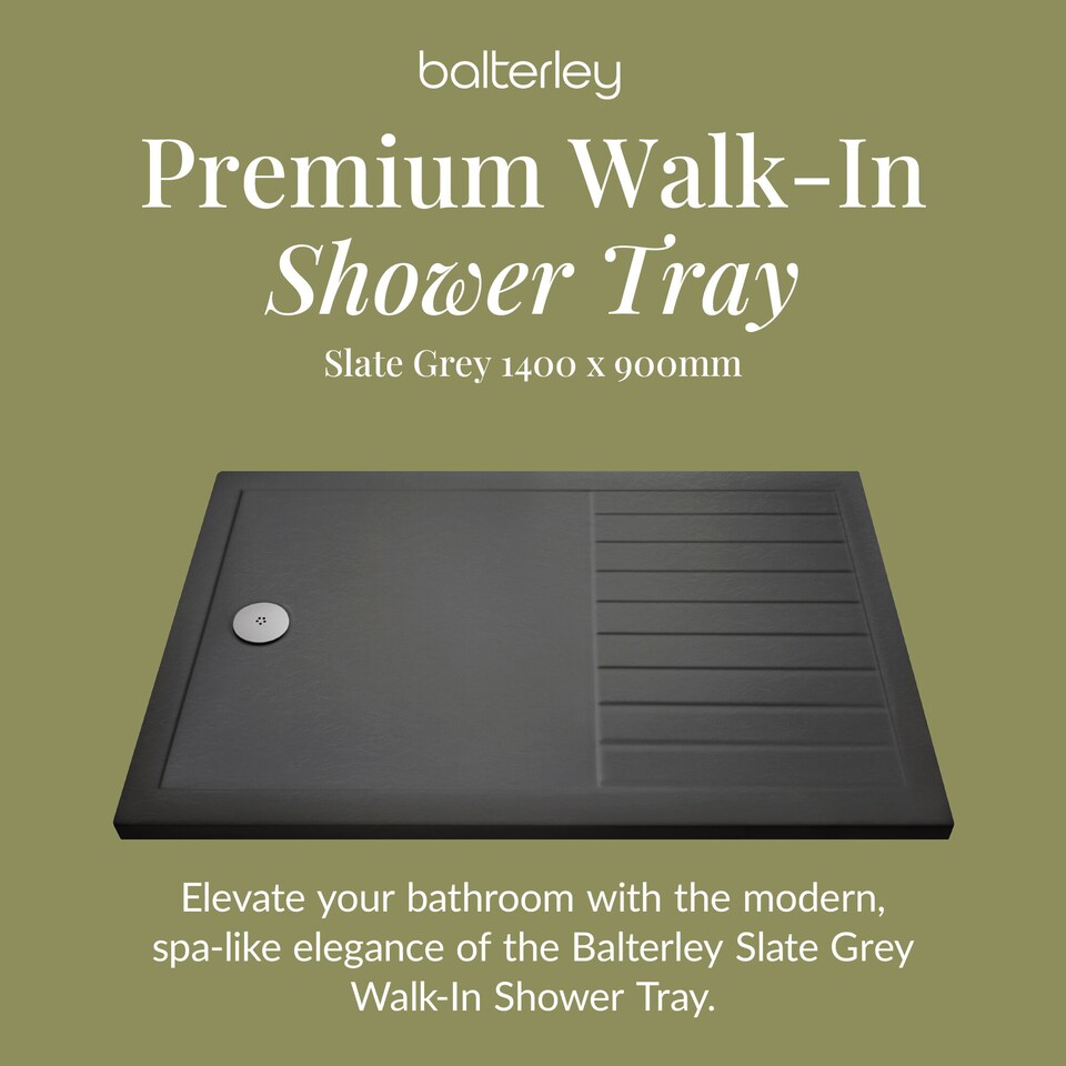 image 1 of Balterley Premium Walk-In Shower Tray | Grey | Slate Grey | 1