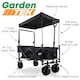 image 2 of GardenTek Garden Festival Trolley / Cart / Wagon with Wheels, Brakes, Canopy, Side Box, 90kg Load 120L Capacity | GTW330