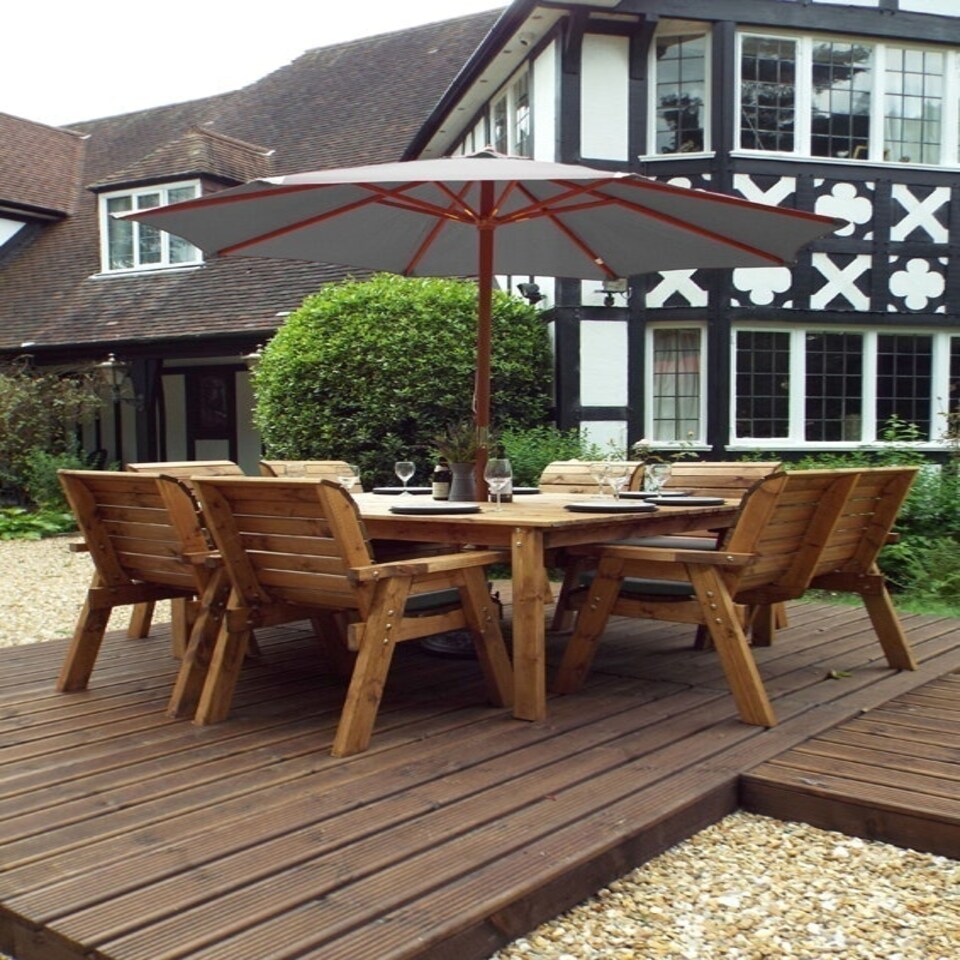 image 1 of Eight Seater Square Table Set with Cushions - W250 x D250 x H98 - Fully Assemble - Grey