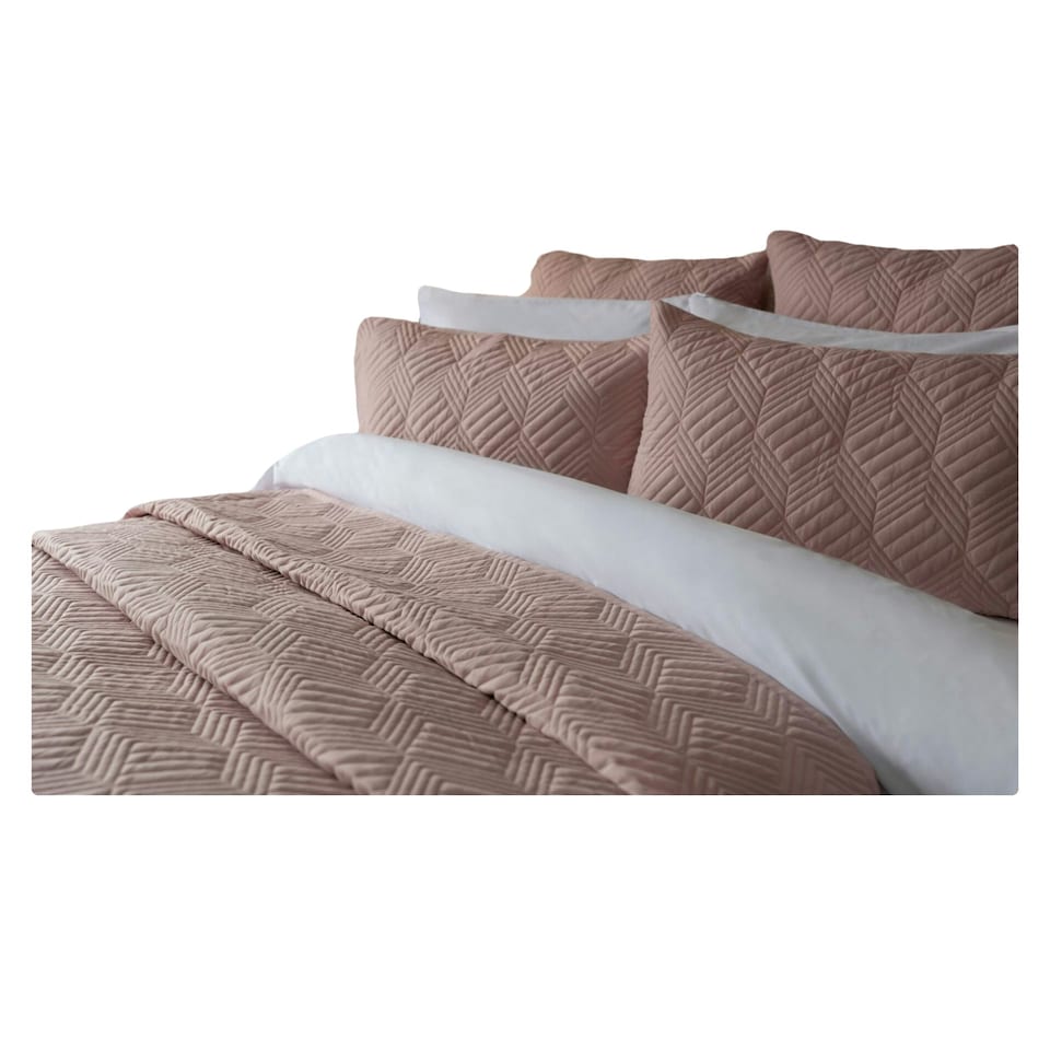 image 1 of Belledorm Lisbon Chevron Bedspread - Blush - 260cm x 260cm