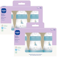 2 x MAM Easy Start Anti-Colic 160ml Baby Bottle Slow Flow Teat Pack of 3 Blue | Multi | Not provided