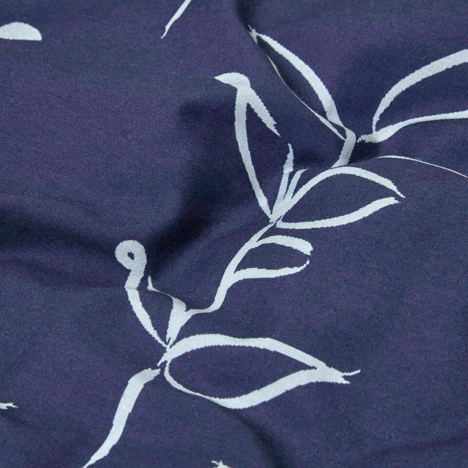 image 1 of Homescapes Blue Leaf Digitally Printed Cotton Duvet Cover Set - Super King Blue | Super King