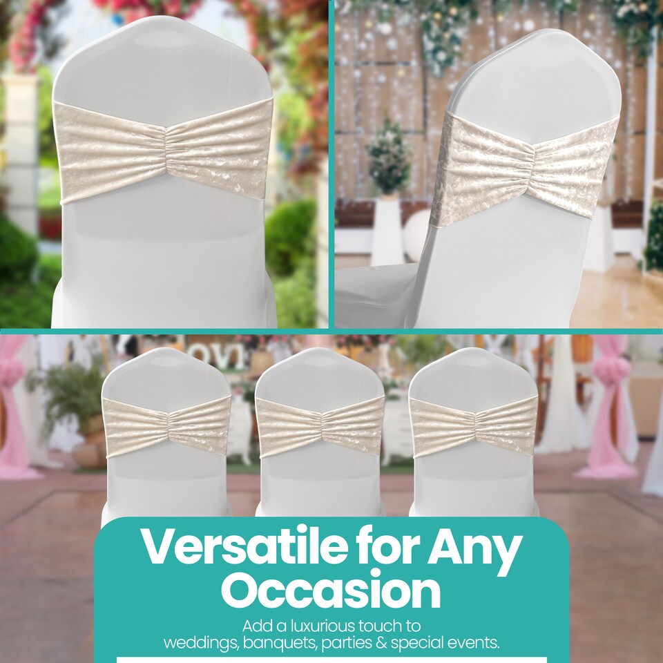 image 1 of Crushed Velvet Chair Band, Glitz Shiny Fabric Sashes - 1pc