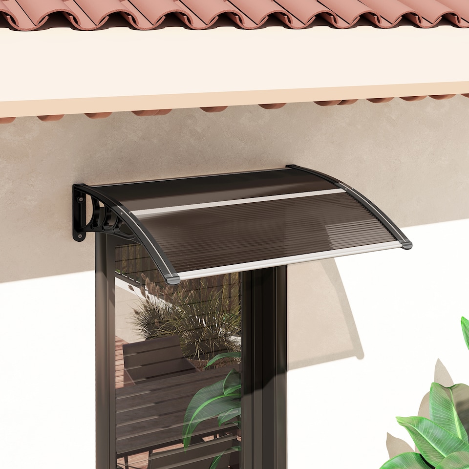 image 1 of Outsunny Outdoor Window Door Canopy with Awning Porch UV Water Cover Brown | Brown | Brown | 100 x 75 x 23 cm | 1
