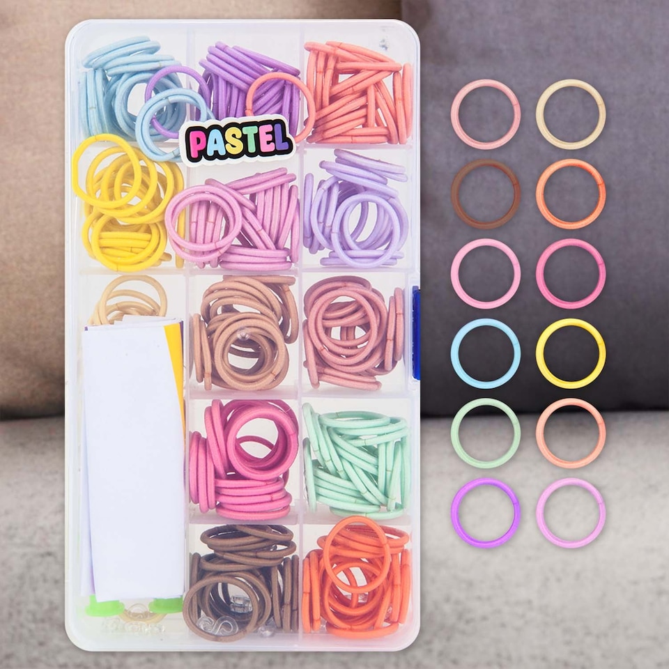 image 1 of PMS Loom Bands Pastel 250-Piece Set in Clear Storage Box - 17cm x 10cm
