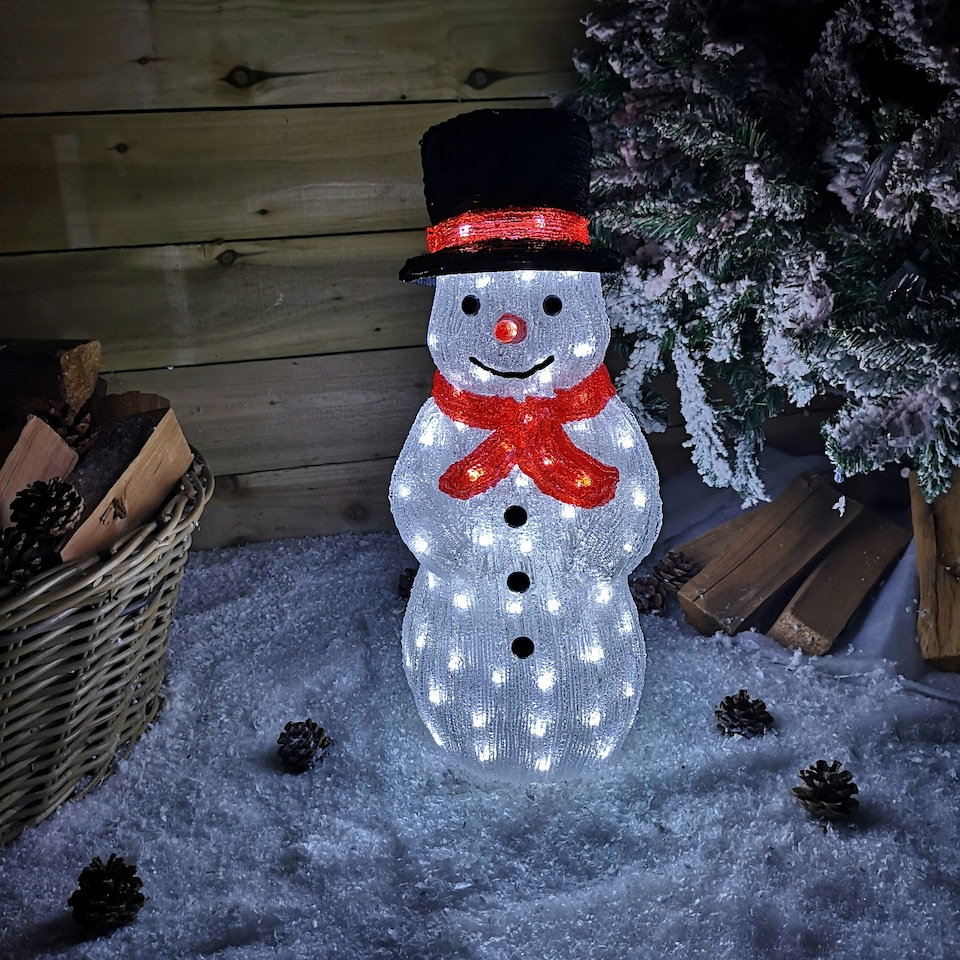 image 1 of 53cm 100 LED Acrylic Snowman Indoor Outdoor Christmas Decoration