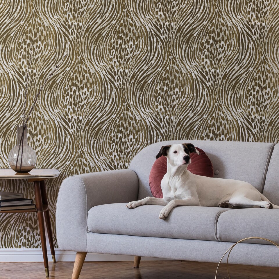 image 1 of NuWallpaper NUS3580 Fierce Peel & Stick Wallpaper, Brown & Gold | Brown | Brown & Gold | 2.86m² | 1