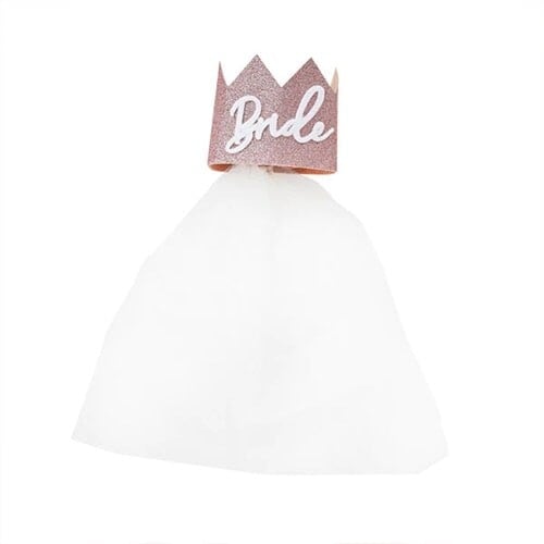 Hen Party Rose Gold Glitter Bride Crown With Veil