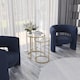 image 3 of 2 Piece Round Nesting Side Tables Set Tempered Glass Top Metal Leg Coffee Tables | Multi | Gold Legs Transparent Glass