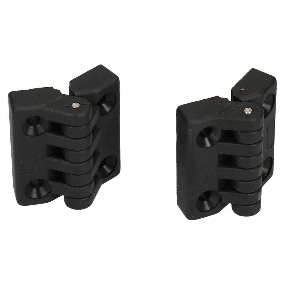 image 1 of 2 Pack Black Polyamide Hinge Reinforced Plastic 39x39mm Italian Made Industrial Black