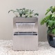 image 1 of Planter & Waterfall Cascade Silver Stainless Steel Outdoor Water Feature with Lights H89cm