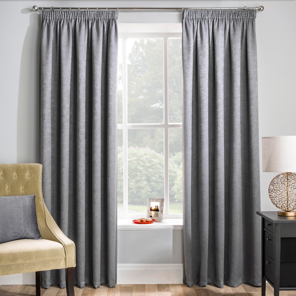 image 1 of Enhanced Living Matrix Grey Silver 66 x 54 inch (168x137cm) Tape Top Thermal Noise reducing Dim Out Curtains (PAIR)