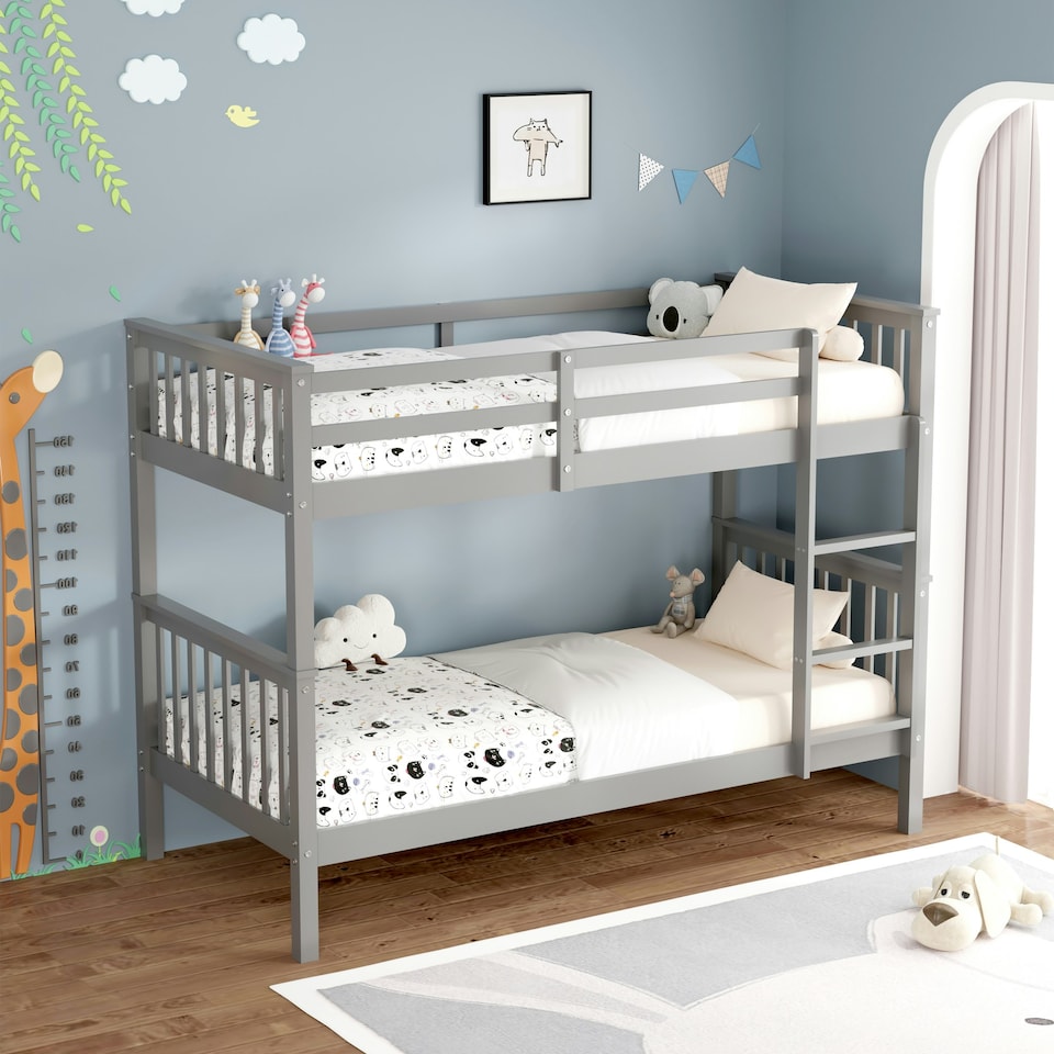 image 1 of Oliver Grey Single Wooden Bunk Bed