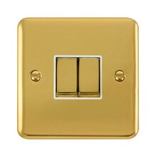 SE HOME Curved Polished Brass 10A 2 Gang 2 Way Ingot Light Switch White | Polished Brass