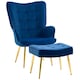 image 6 of HOMCOM Button Tufted Armchair with Footstool and Gold Legs Dark Blue