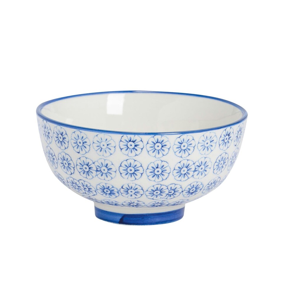 image 1 of Nicola Spring Hand-Printed Rice Bowls - 12cm - 3 Colours - Pack of 6 | Multi