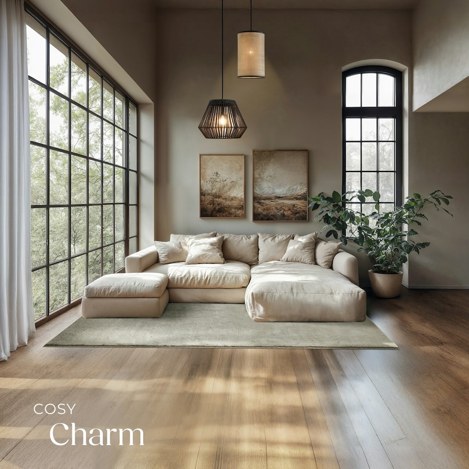 image 1 of Rug Zonelle - short pile and ultra-soft, rectangular or round Yellow | Sand | 140 x 200 cm