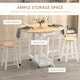 image 4 of HOMCOM 3pc Wooden Kitchen Cart Trollet Table Folding Stools Space-saving
