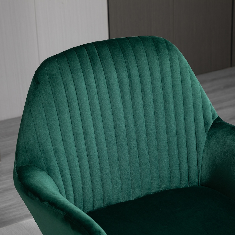 image 1 of HOMCOM Modern Accent Chair, Velvet-Touch Fabric Upholstered Armchair with Metal Base for Living Room, Bedroom and Dinning Room, Green