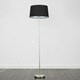 image 2 of ValueLights Modern Floor Lamp In Brushed Chrome Metal Finish With Black Faux Linen Shade