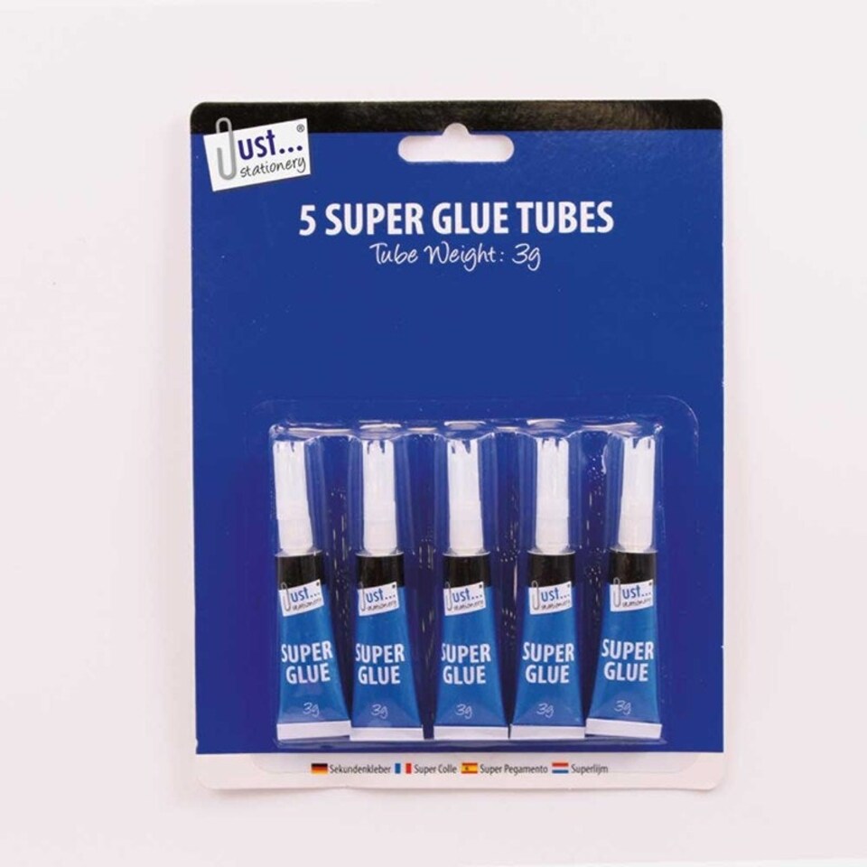 image 1 of Just Stationery 3g Tube Super Glue (Pack of 5)