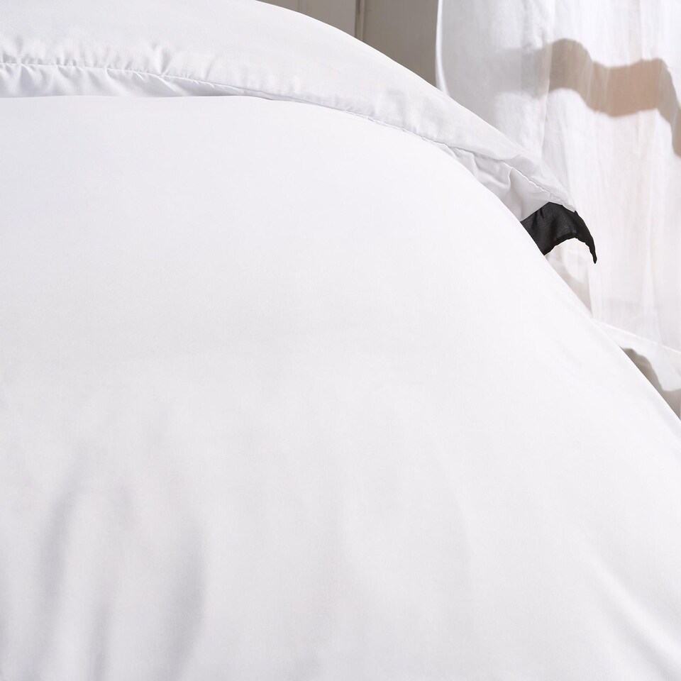 image 1 of OHS Contrast Frill Edge Duvet Cover Set with Pillowcase Microfibre Bedding | White | White/Black | Single
