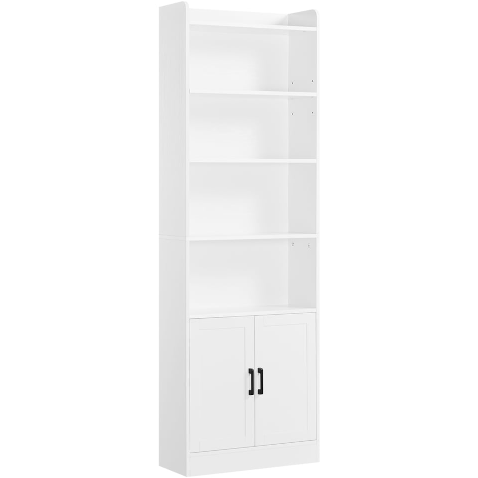 image 1 of Yaheetech 7-Tier Tall Bookcase with 2-Door Cabinet-White