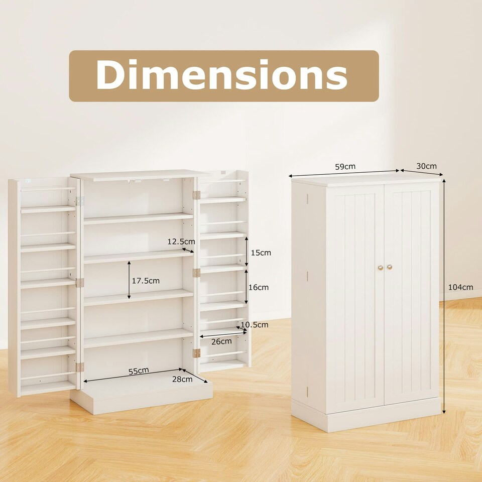 image 1 of COSTWAY Kitchen Cupboard Buffet Pantry Cabinet with Countertop White