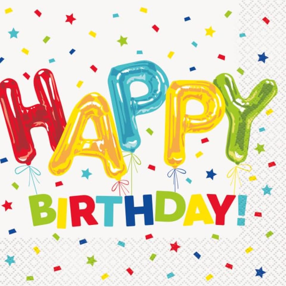 image 1 of Pack of 16 Happy Balloon Birthday Luncheon Napkins
