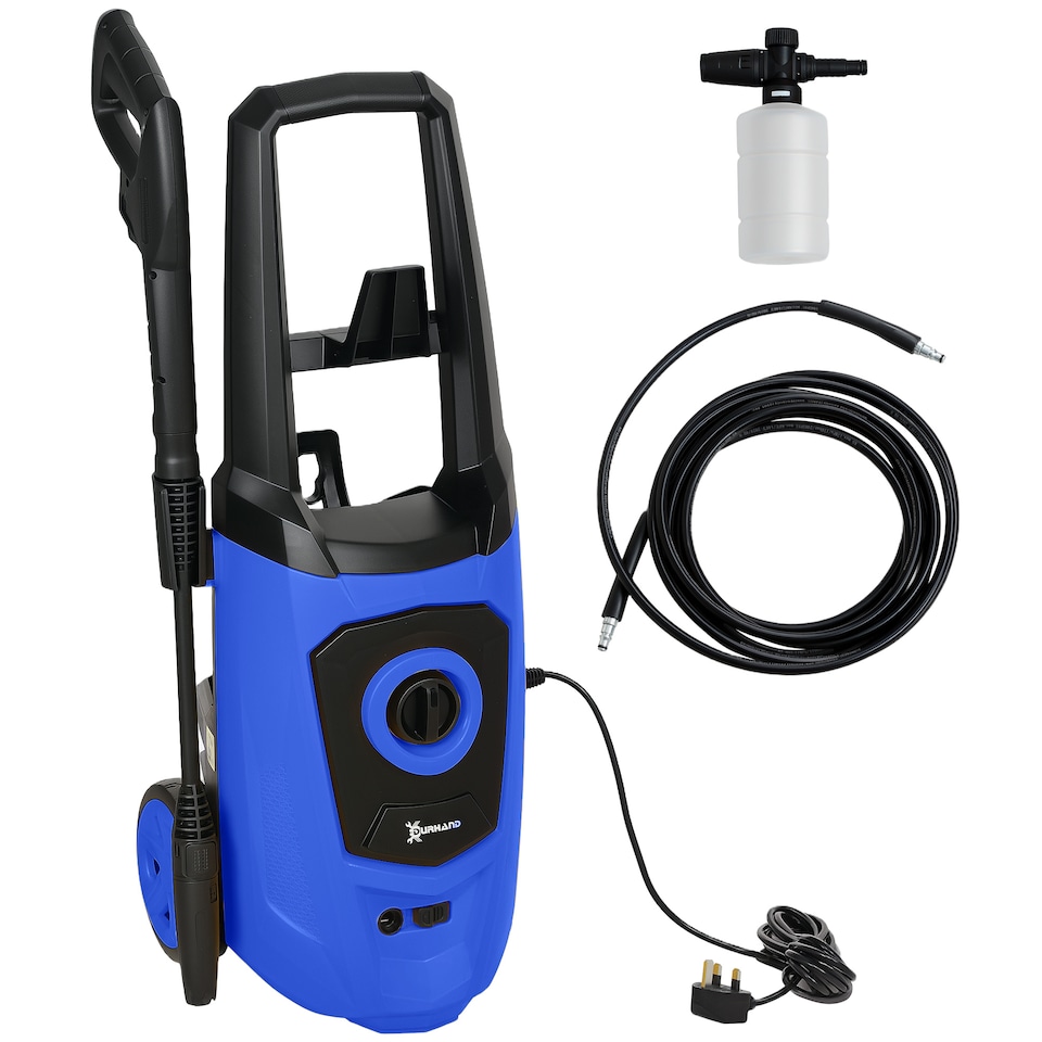 image 1 of DURHAND 1800W High Pressure Washer 150 Bar Pressure 510 Lh Flow HighPerformance Portable Power Washer Jet Wash Cleaner with 6M Hose Snow Foam Bottle for Garden Car Furniture Blue