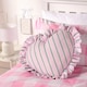 image 3 of OHS Heart Shaped Frill Scatter Cushion Throw Pillow | Multi | Pink/Green