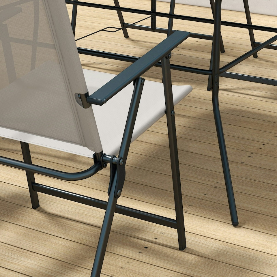 image 1 of Outsunny 7 Pieces Garden Table and Chairs with Tempered Glass Top Grey