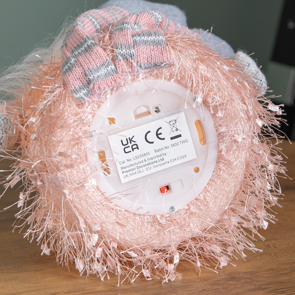 image 1 of 50cm Christmas Sitting Female Light Up LED Gonk with Dangly Legs in Pink Hat