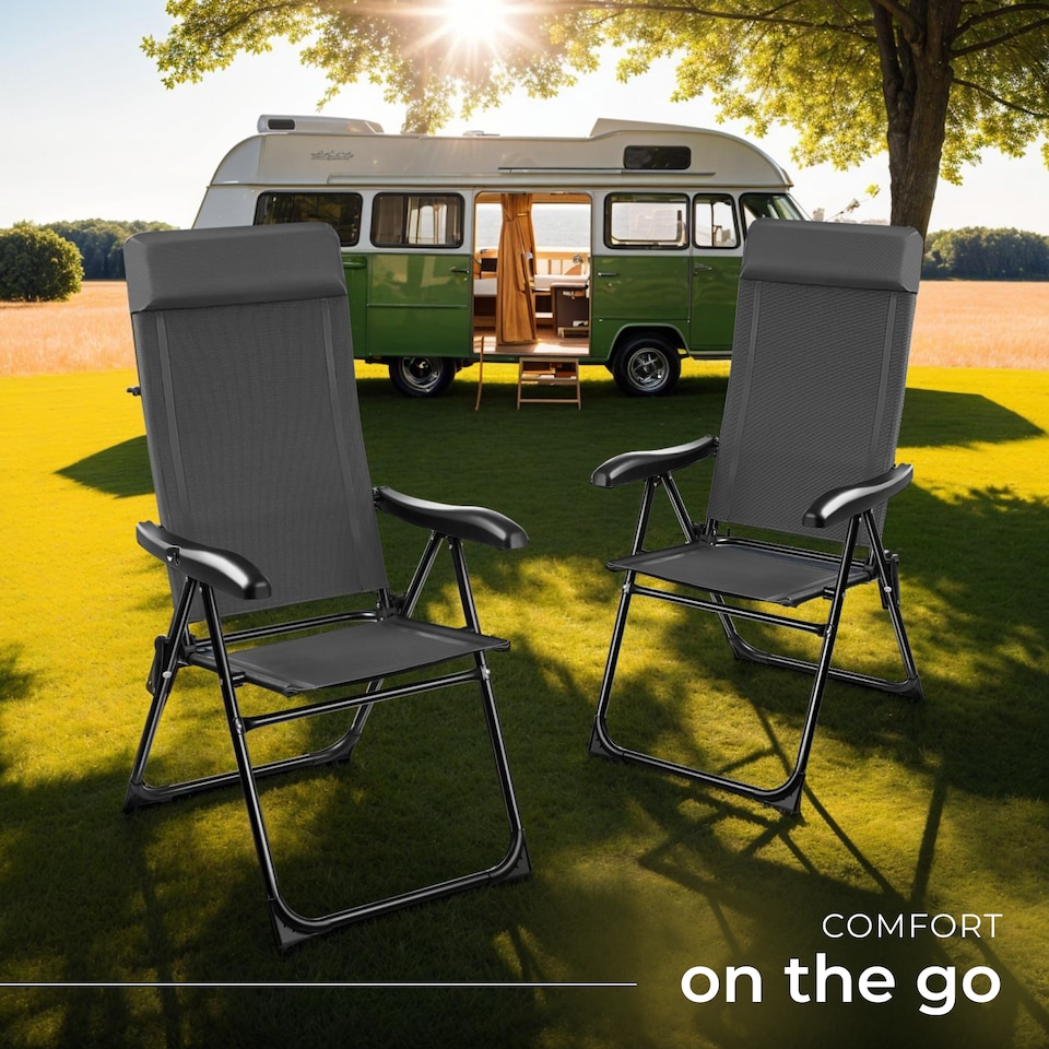 image 1 of Camping Chair Muritz - folding, lightweight, 7 position backrest, weather resistant | Grey | anthracite | One Size | 6