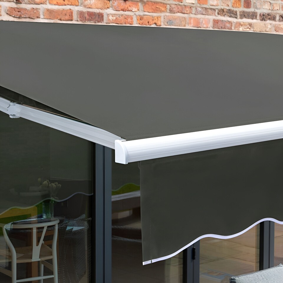 image 1 of 4.0m x 3.0m Retractable Manual Charcoal Awning