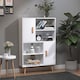 image 2 of HOMCOM Sideboard Bookshelf Free Standing Bookcase Shelves Unit Display Storage Cabinet w  Adjustable Shelves, Wooden Leg, Two Doors, White