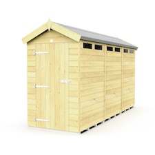 4 x 12 Feet Apex Security Shed - Single Door - Wood - L358 x W118 x H217 cm | Brown