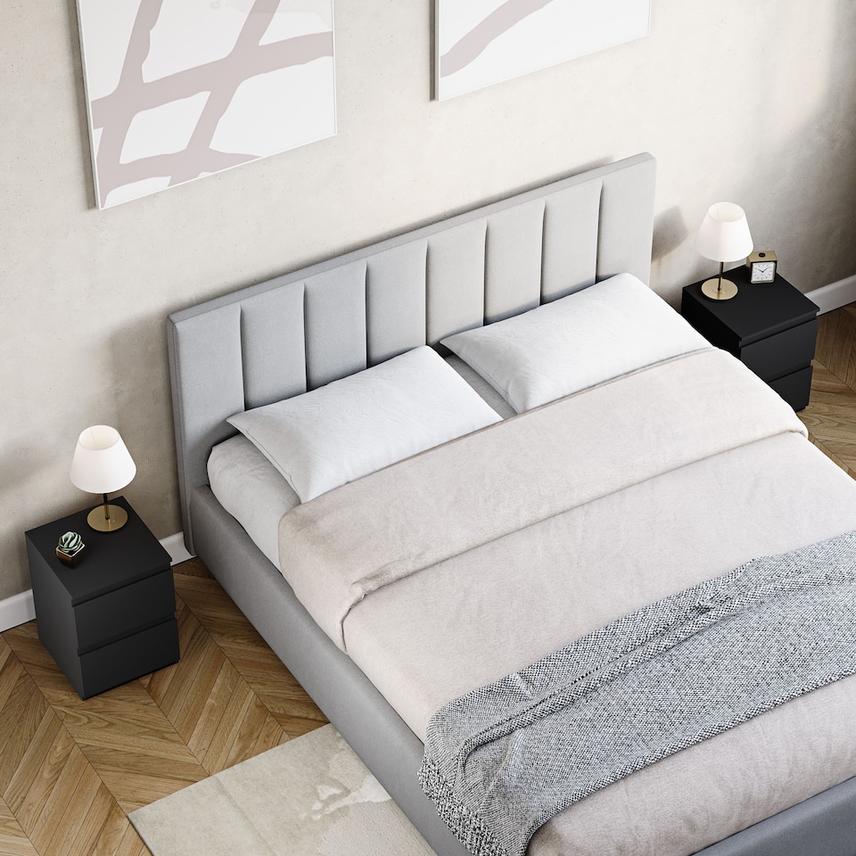 image 1 of Vida Designs Denver 2 Drawer Chest of Drawer Bedside Cabinet Nightstand Units Set of 2 - Black