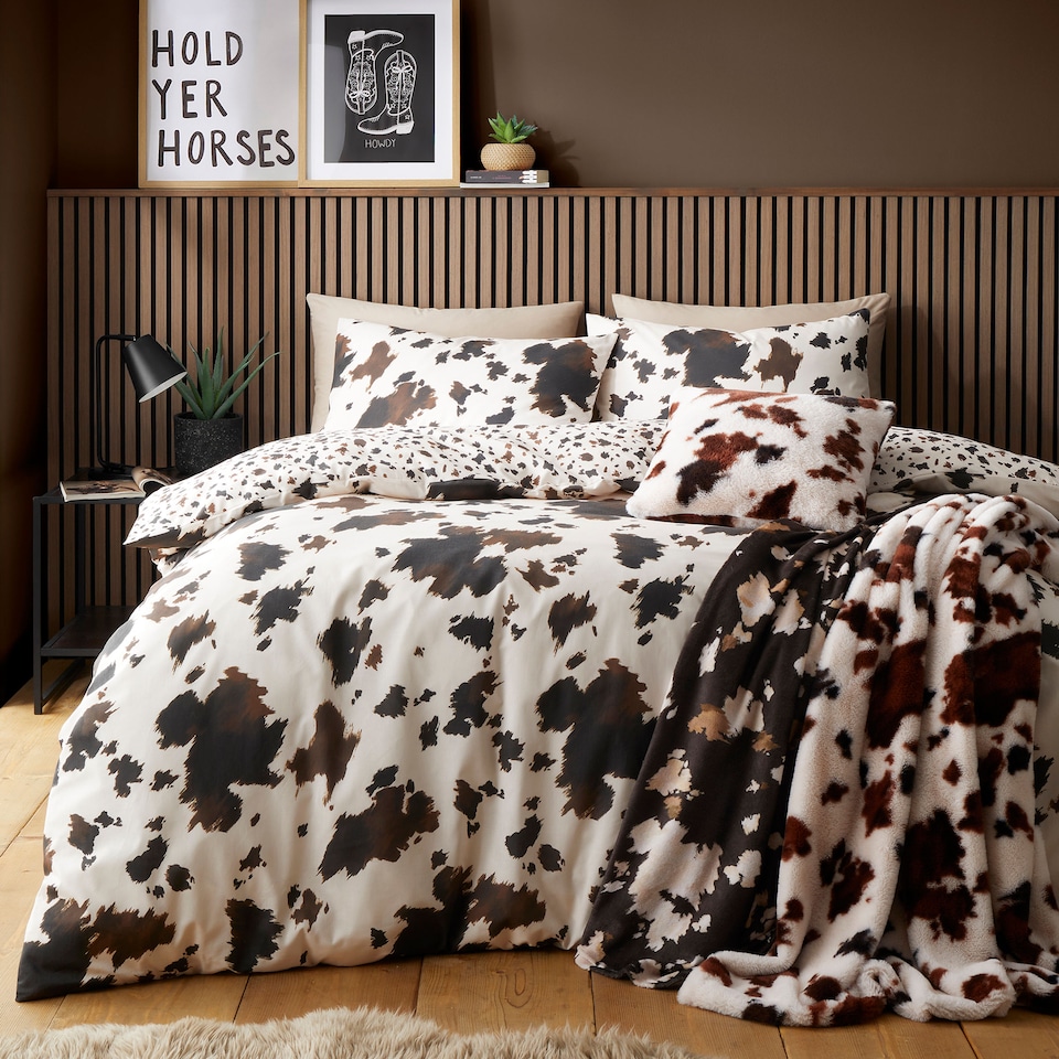 image 1 of Fusion Cow Print Duvet Cover Set Natural