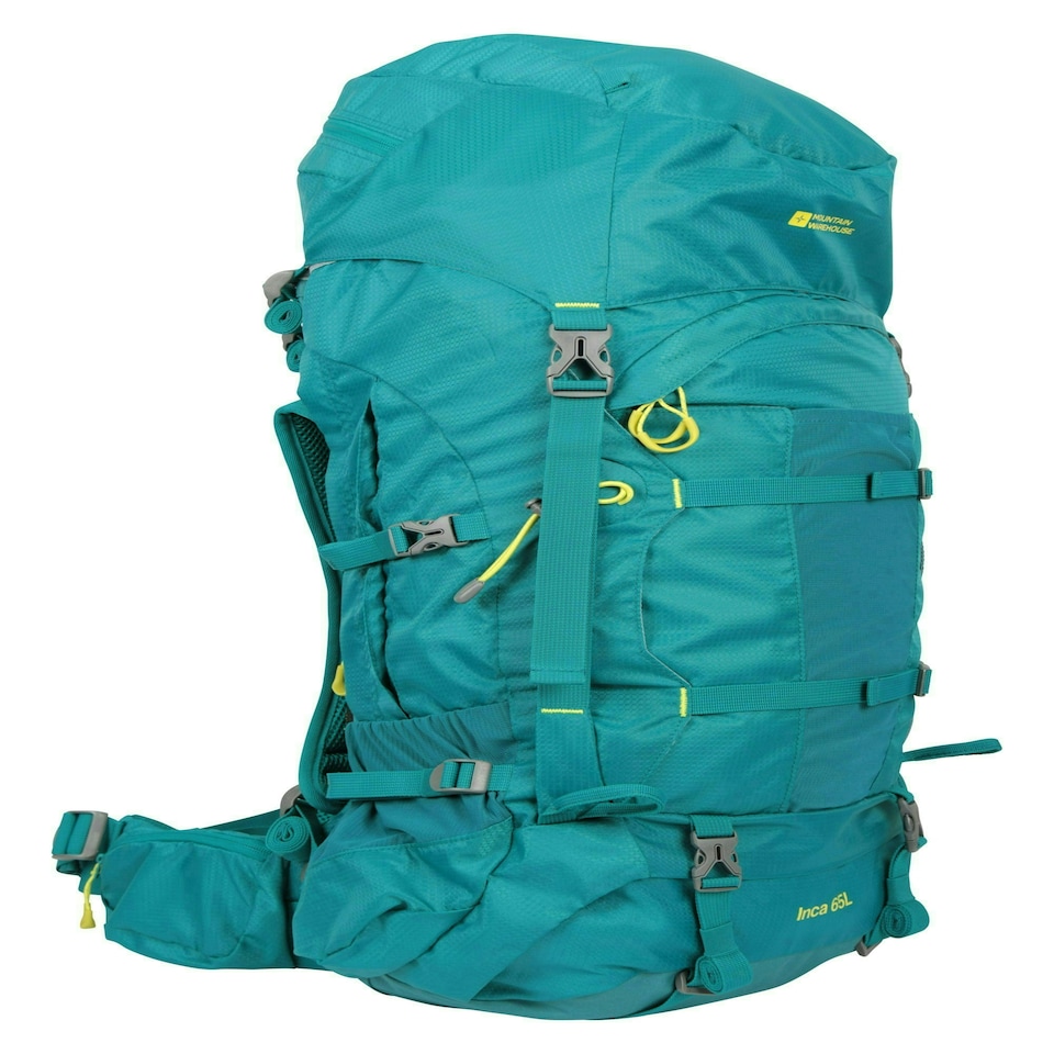 image 1 of Mountain Warehouse 65L Large Backpack Rucksack Travelling Backpacking Camping Blue