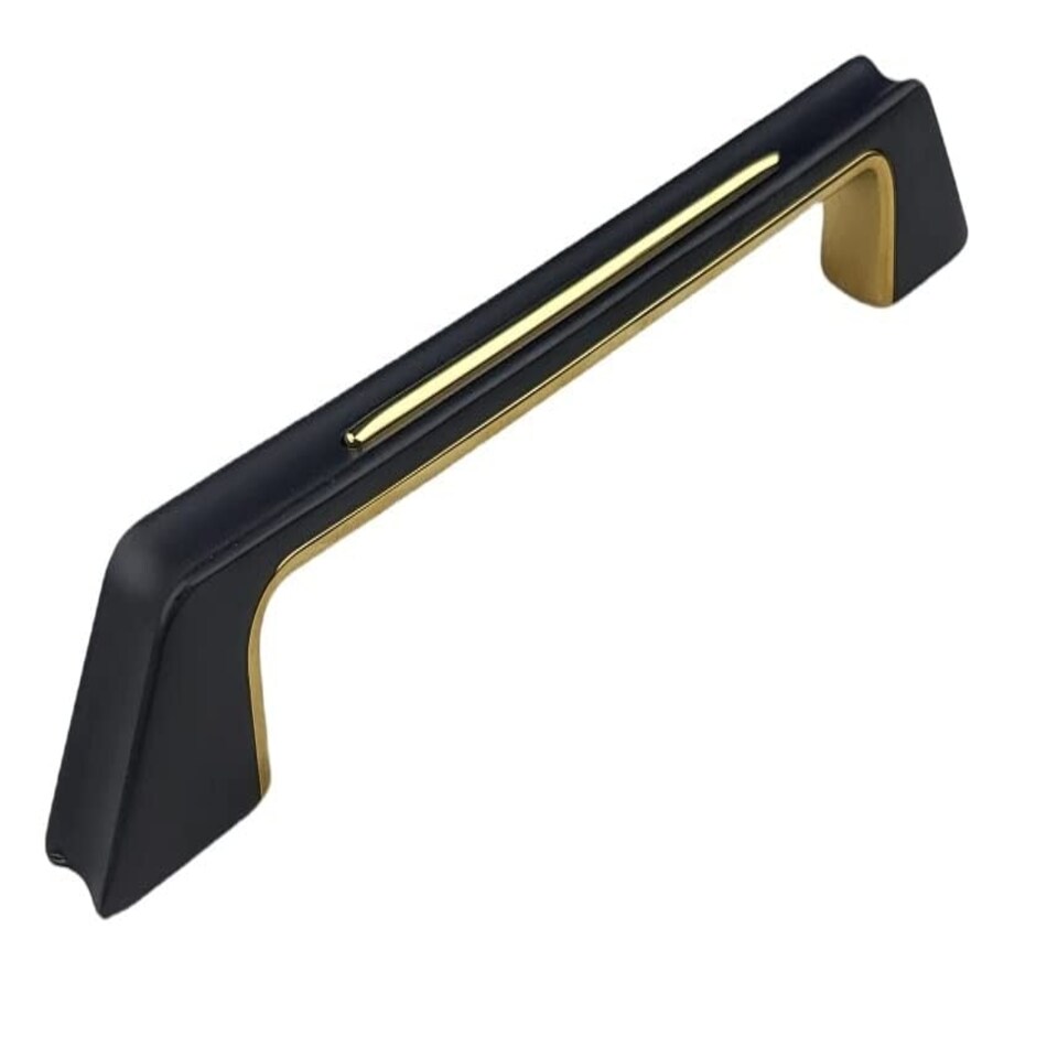 image 1 of Golden Grace Kappa Unique Design Premium Cabinet Cupboard Pull Handles in Black & Gold Finish - 160mm | Black