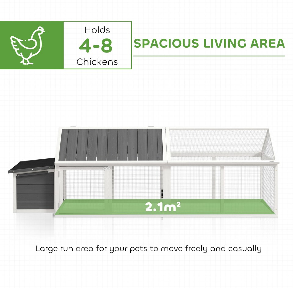 image 1 of PawHut Wooden Chicken Run with Nesting Box, Openable Roof, for 4-8 Chickens