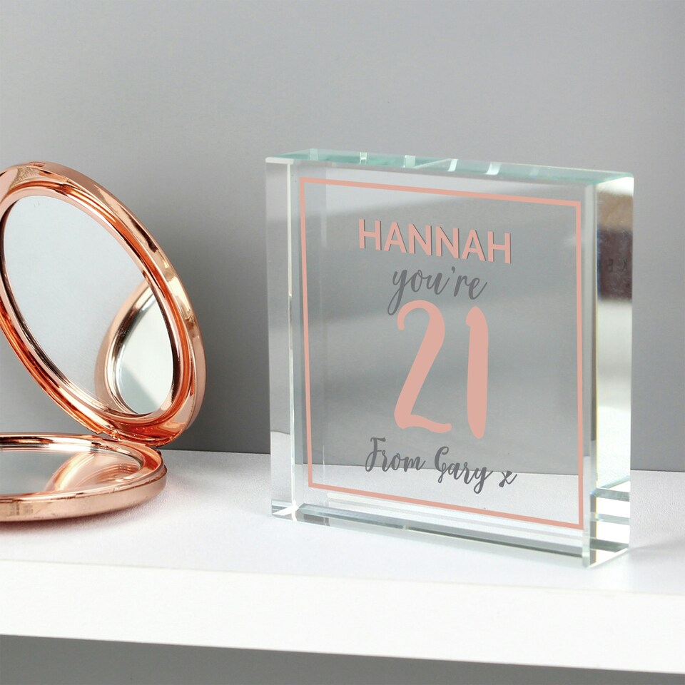 image 1 of Personalised Birthday Rose Gold Crystal Token Clear | One Size