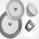 image 2 of 56pc Grey Heart Dinner Set